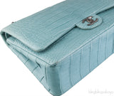 Turquoise Maxi Crocodile Flap Bag