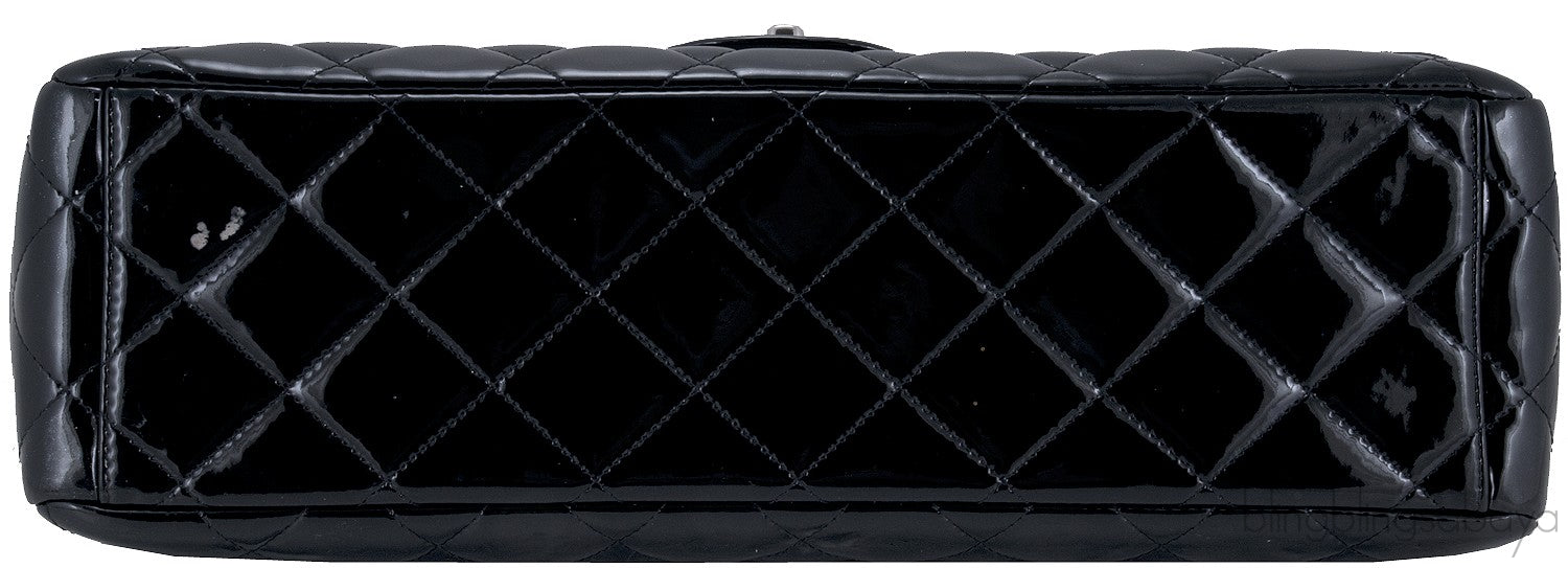 Black Patent Maxi Flap Bag
