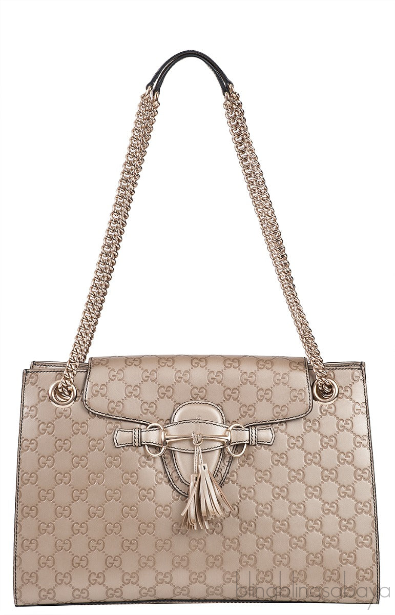 Emily Light Gold Guccissima Shoulder Bag