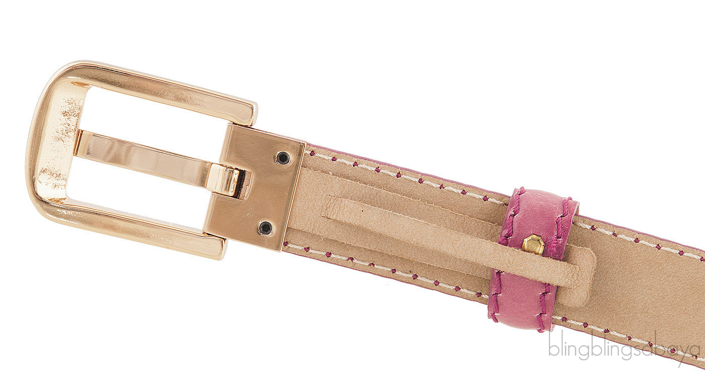 Crocodile Print Pink Leather Belt