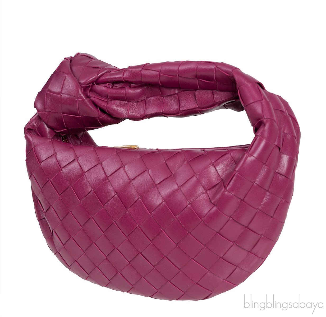 Plum Jodie Mini Knotted Intrecciato Pouch