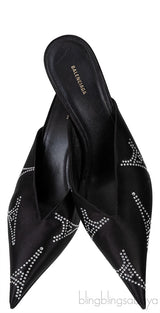 Knife Black Eiffel Tower Crystal Mule