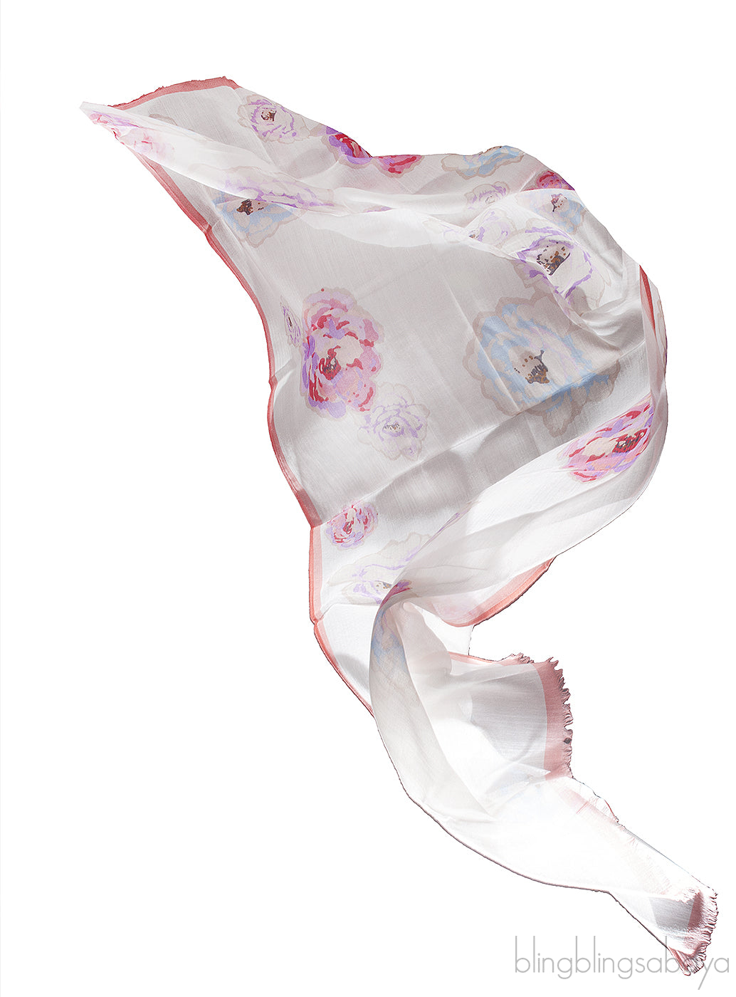 Printed Camellia Off-white Stole