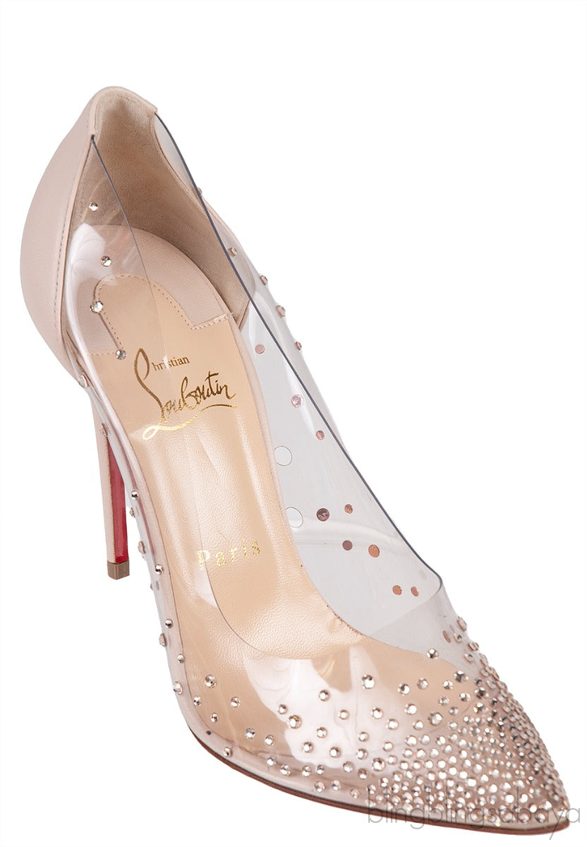 Beige PVC Crystal Heels