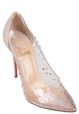 Beige PVC Crystal Heels