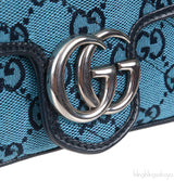 Blue GG Marmont Super Mini Bag PHW