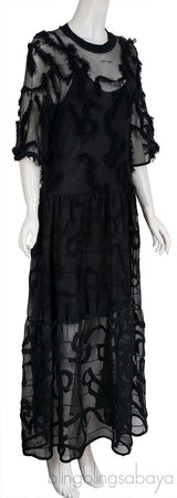 Sheer Tiered Black Dress