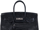 Birkin 35 Black Matte Crocodile PHW