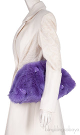 Purple Shearling Pouch