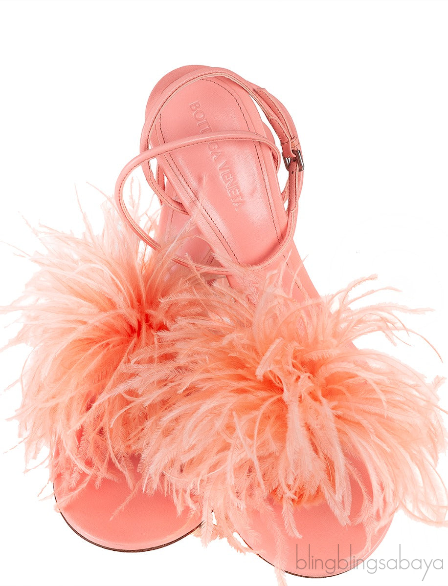 Dot Feather-trimmed Leather Sandals
