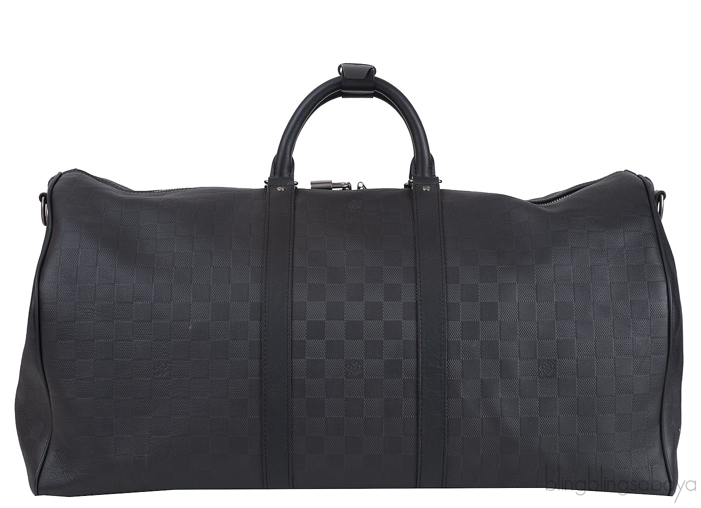 Louis Vuitton Black Damier Infini Leather Keepall Bandouliere 55 Bag