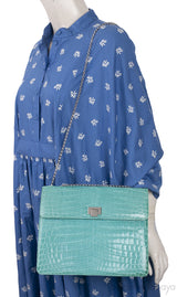 Glazed Crocodile Lunchbox Large Tiffany Blue Bag