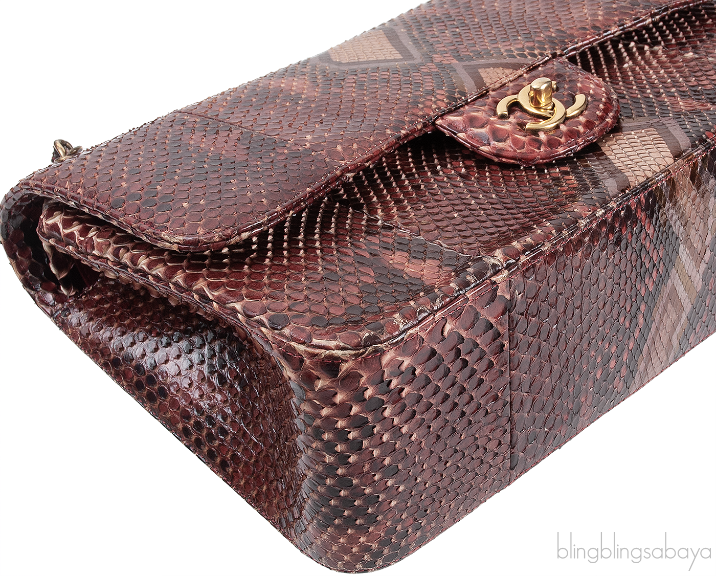Chanel Classic Jumbo Burgundy Python Flap Bag