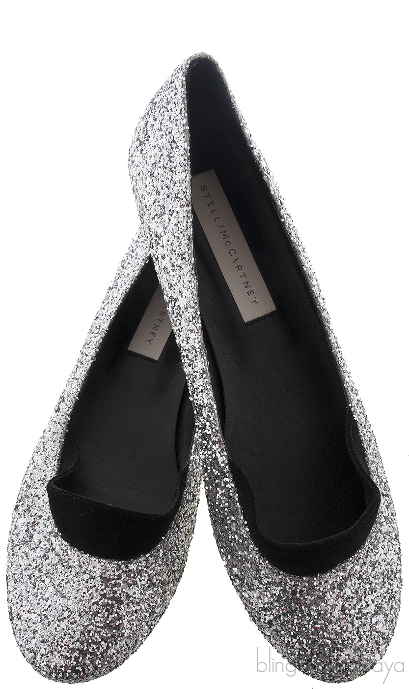 Silver Glitter Ballerina Flats