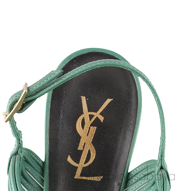 Green Strappy Slingback Sandals
