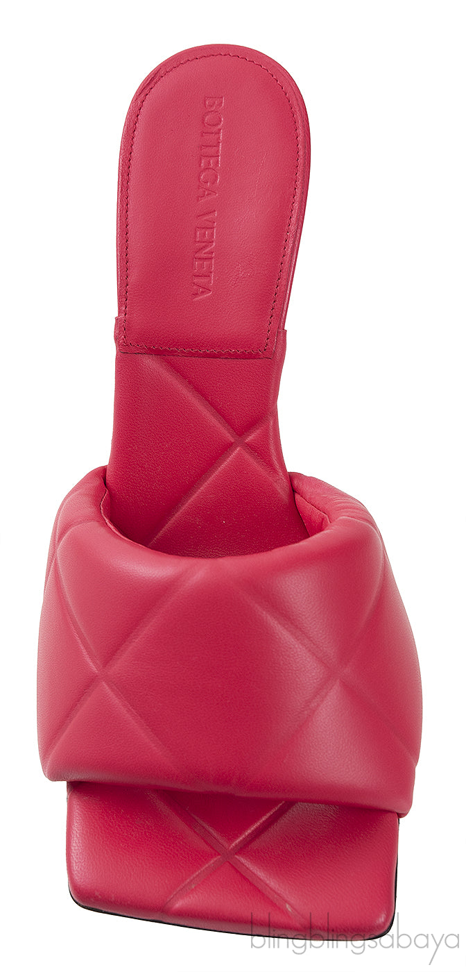 Fuchsia Pink Nappa Quilted Rubber Lido Leather Mules