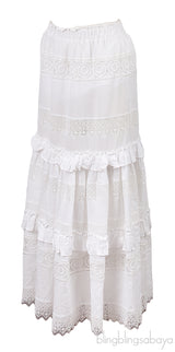 Waimari White Ruffle Trim Maxi Skirt