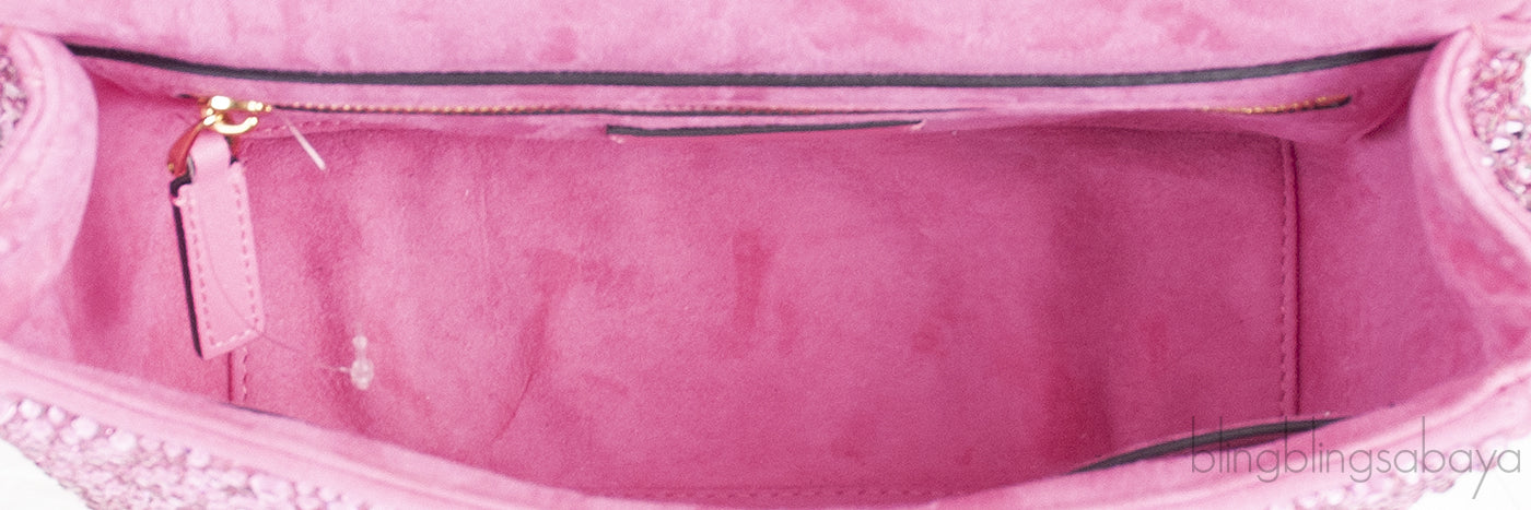 Fuchsia Pink Roman Stud Crystal-embellished Shoulder Bag