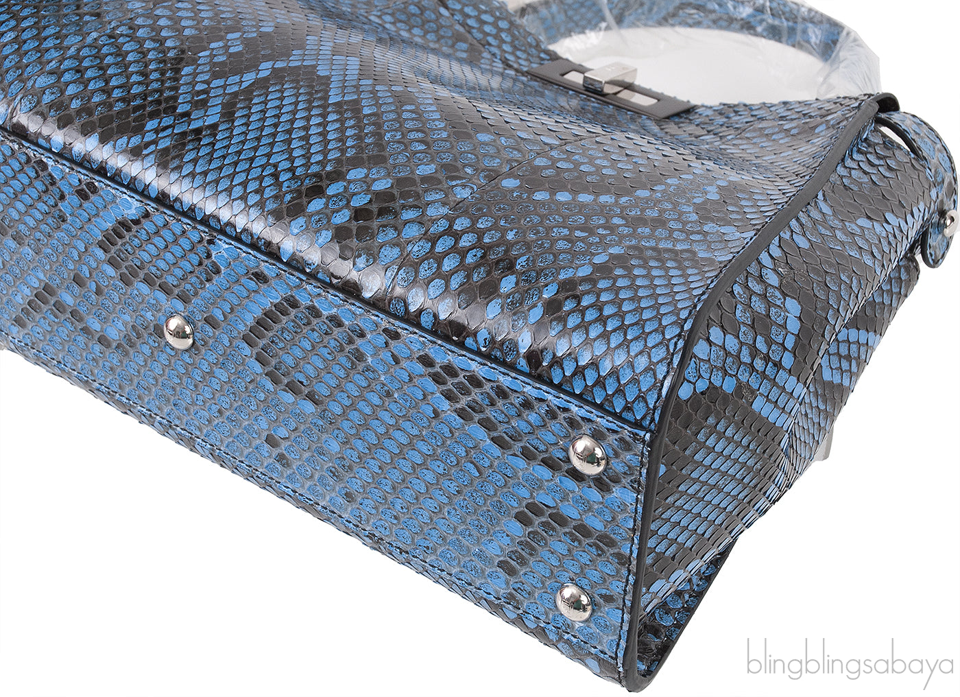 Peekaboo Medium Blue Python Bag