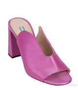 Pink Satin Chunky Heel Sabot Mules 38