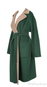 Emerald and Brown Reversible Wool Coat