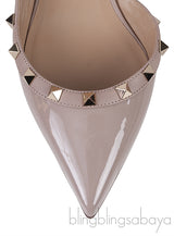 Spike Rockstud Nude Slingback Mini Heels