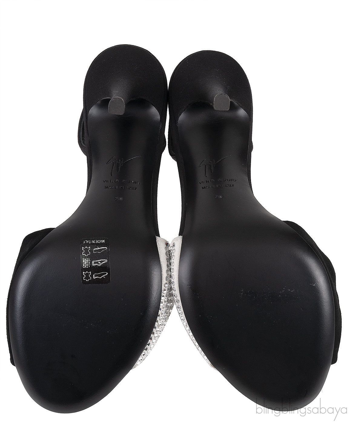 Giuseppe Zanotti Black Crystal Embellished Vamp Slingback