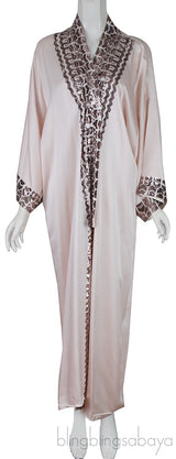 Beige Sequin Trim Kimono