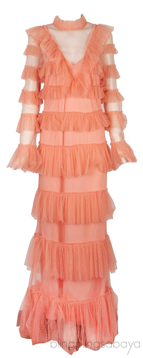Dusty-Rose Say Yes Tiered Frill Dress