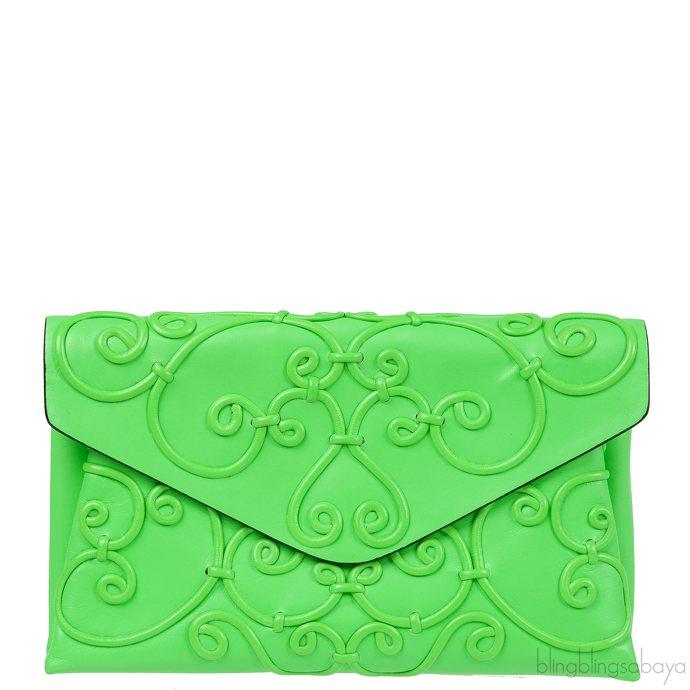 Intrigate Envelope Clutch Neon Green