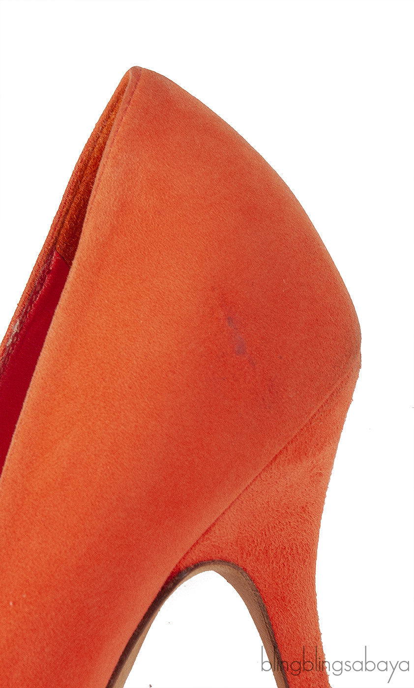 Christian Dior Orange Suede Pointed Heels