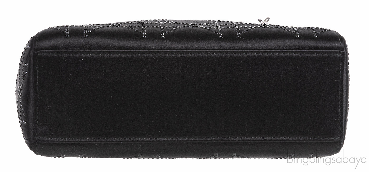 Lady Dior Mini Black Crystal Satin Bag