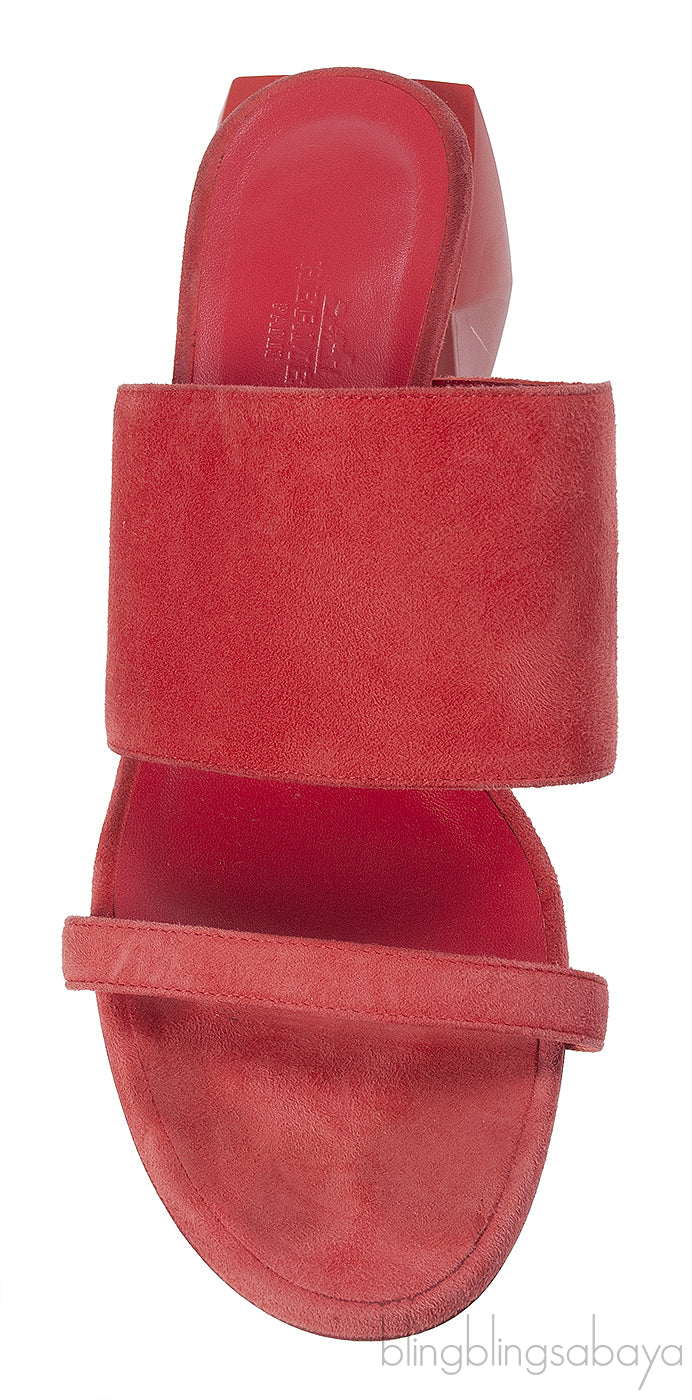 Hermes Suede Red Coral Sandals