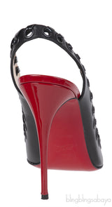 Christian Louboutin Black Leather Ostri Sling 100 Heels