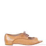 Miu Miu Brown Metal Bead Flat Peep Toe Shoes