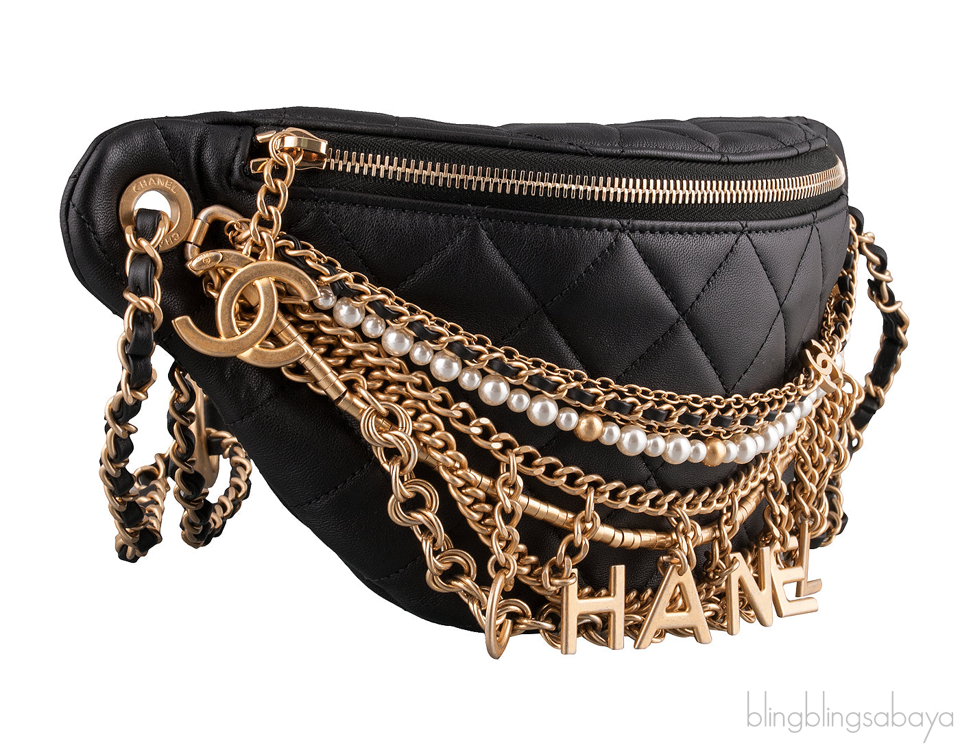 Lambskin Quilted Chain Belt Bag