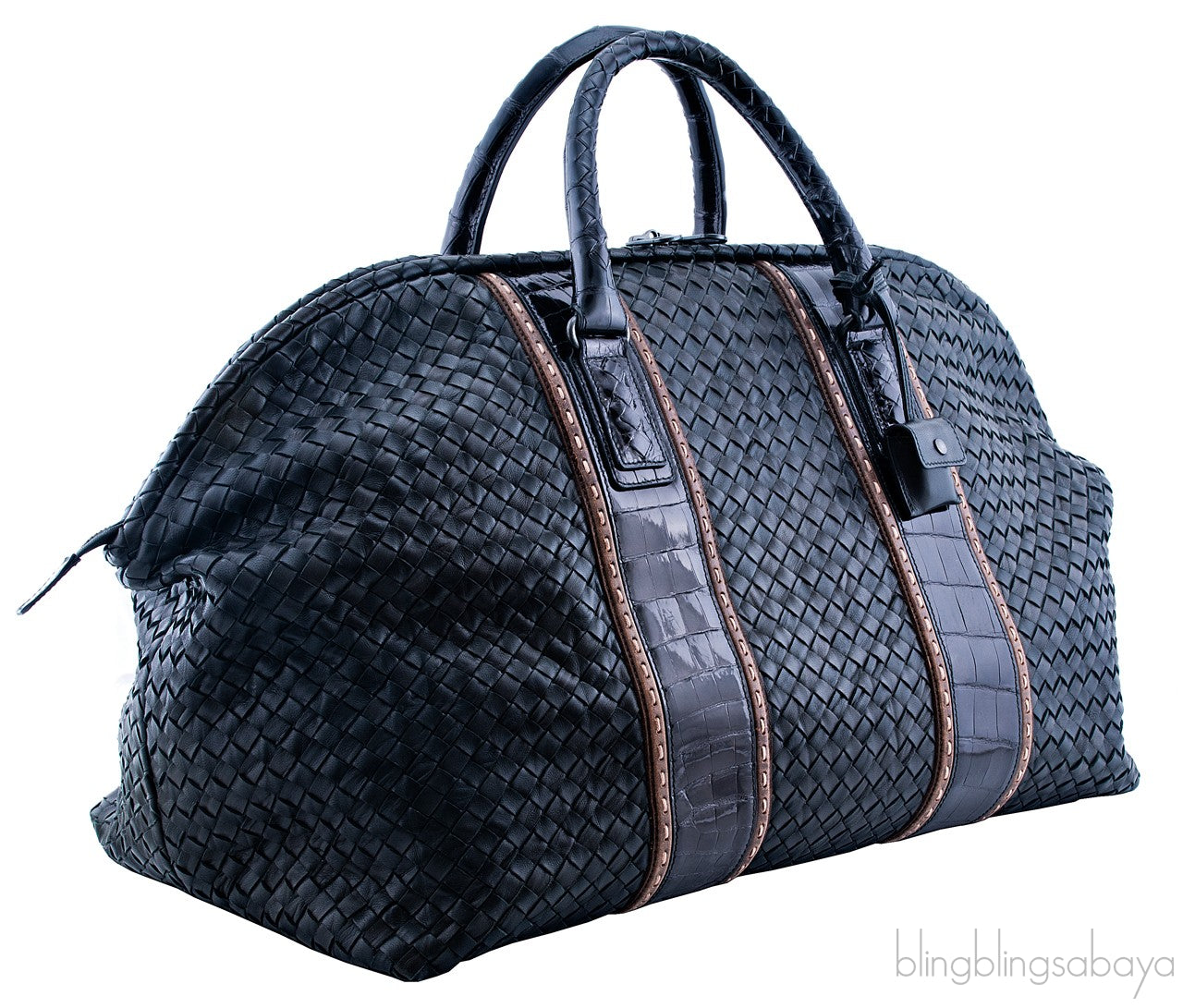 Nero Intrecciato Nappa Croco Duffle