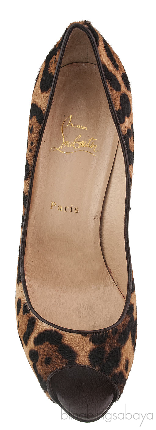 Leopard Pony Peep Toe Pump