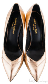 Gold Lizard Print Pointed Pump