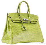 Birkin 35 Vert Anis Porosus PHW