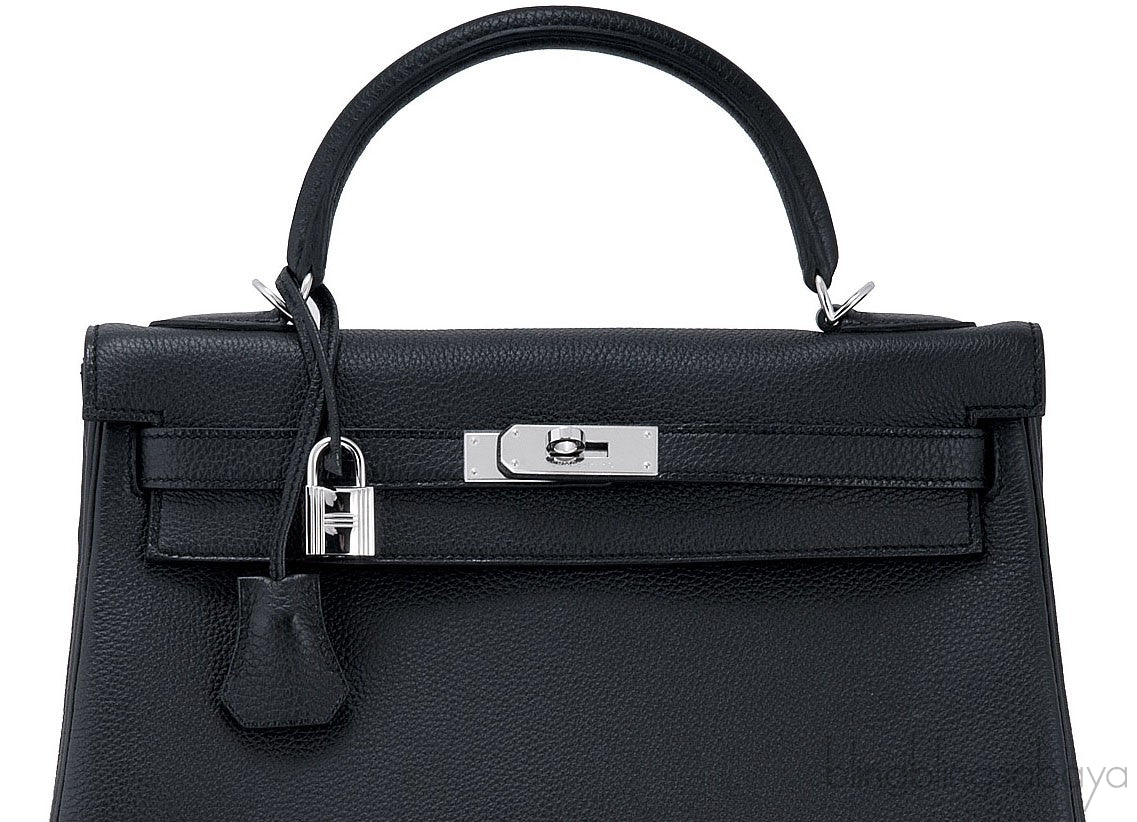 Kelly 32 Black Togo Retourne