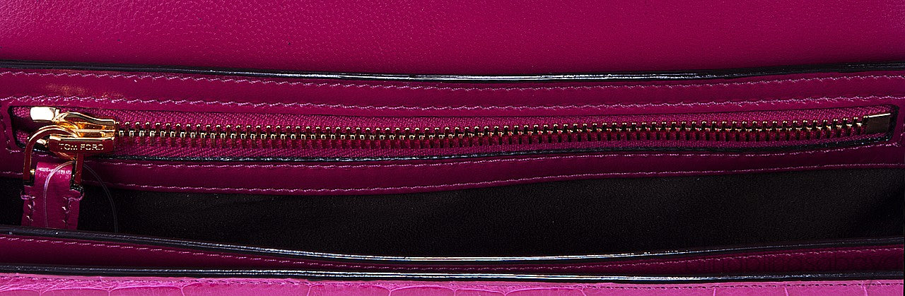 Natalia Croc Fuchsia Shoulder Bag