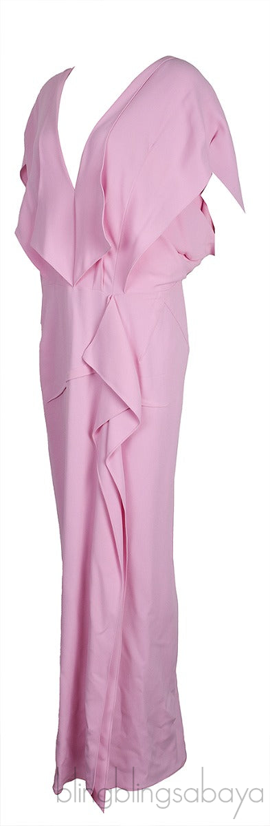Lorre Cape-effect Ruffled Crepe Gown