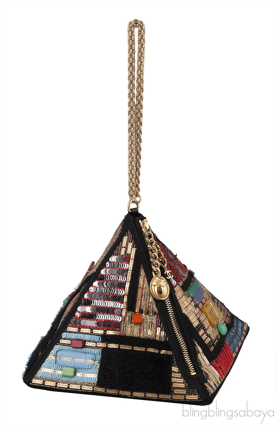 Lambskin/PVC/Glass Pyramid Bag