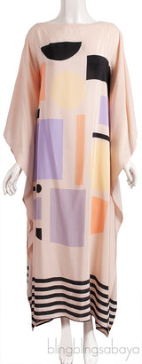 Beige Multicolor Kaftan Dress