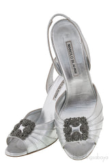 Cassia Silver Peep Slingback Pump