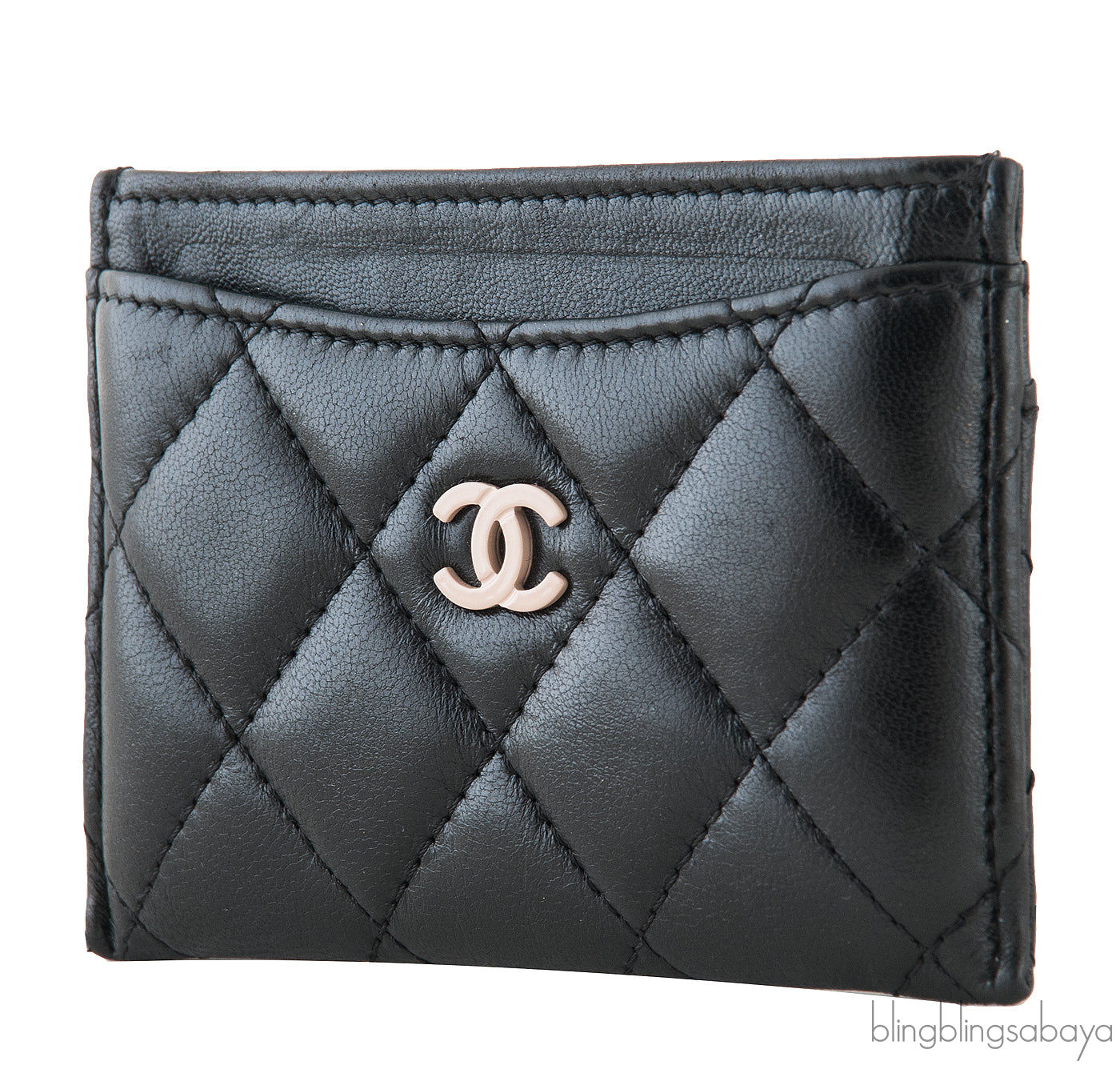 Black & Beige Quilted Cardholder