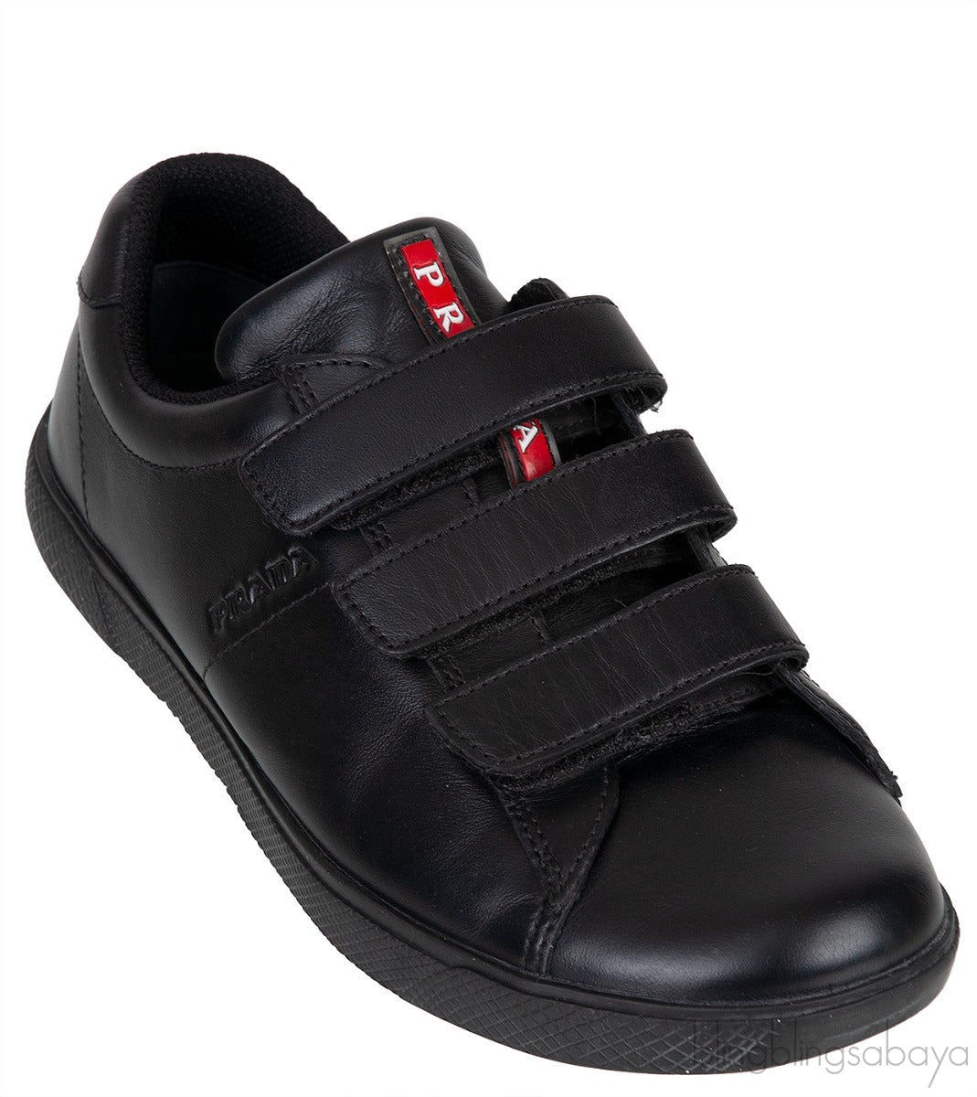 Black Velcro Strap Kids Sneaker 33