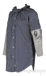 Balenciaga White Blue Stripe Newspaper Print Shirt