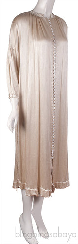 Metallic Light Gold Button Front Dress